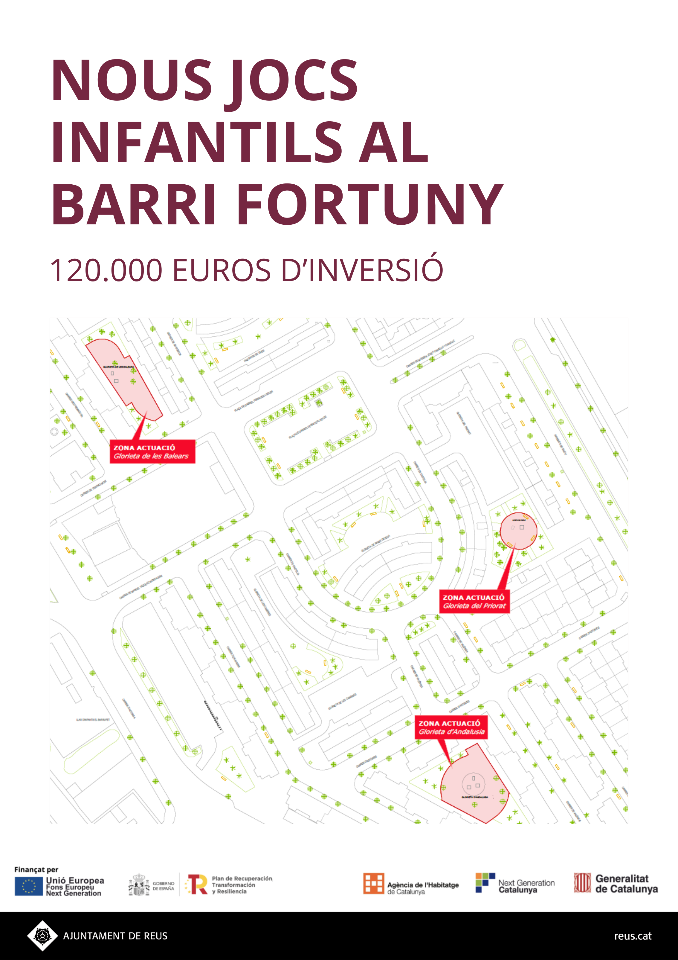 Plànol ubucacions jnous ocs infantils al barri Fortuny